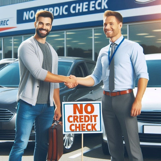 Image depicting a person buying a car at a no credit check car lots, highlighting the process and key considerations for buyers with poor or no credit.