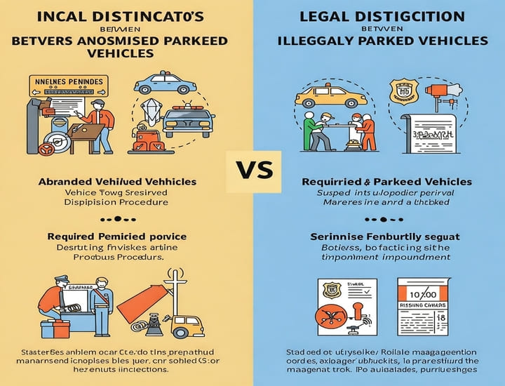 How Do Laws Differ for Abandoned vs. Illegally Parked Vehicles?